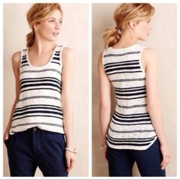 Moth Tops - Anthropologie moth navy white striped tank top medium